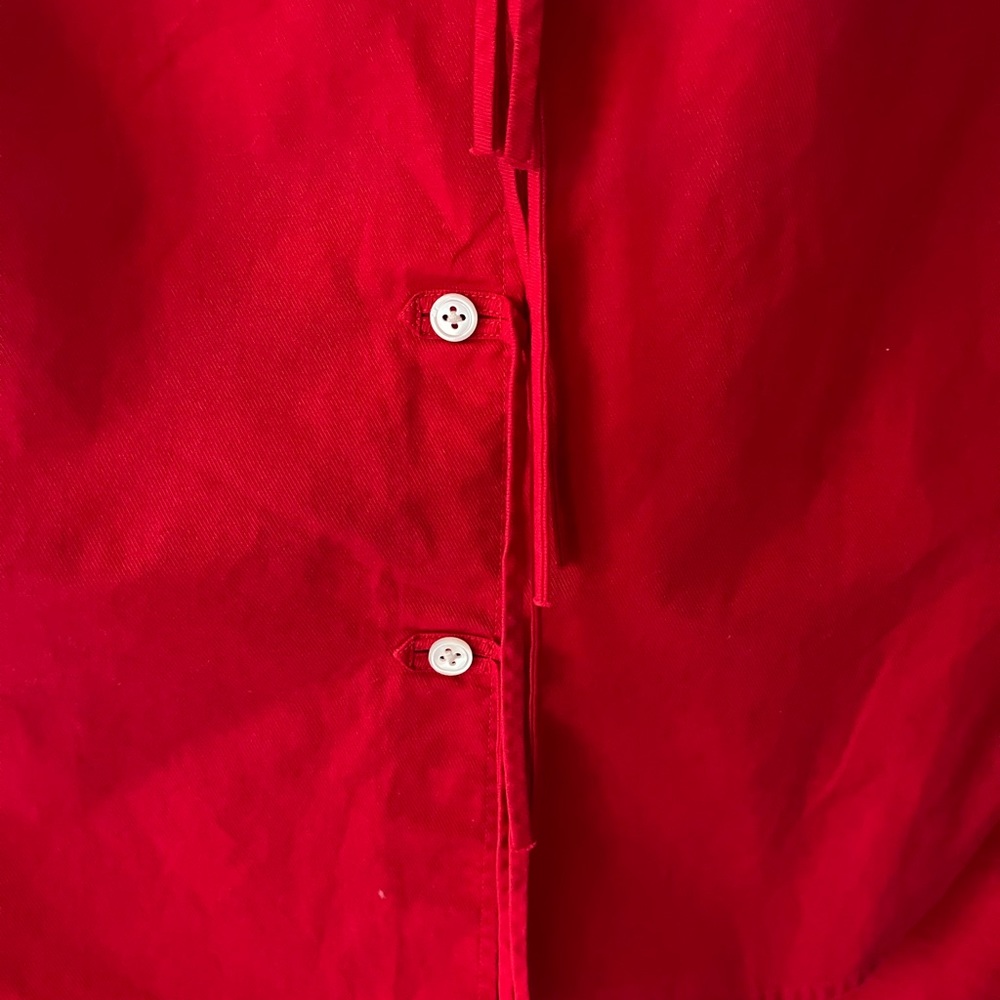 Coach Red Collared Button Up Blouse With Tie Deta… - image 5